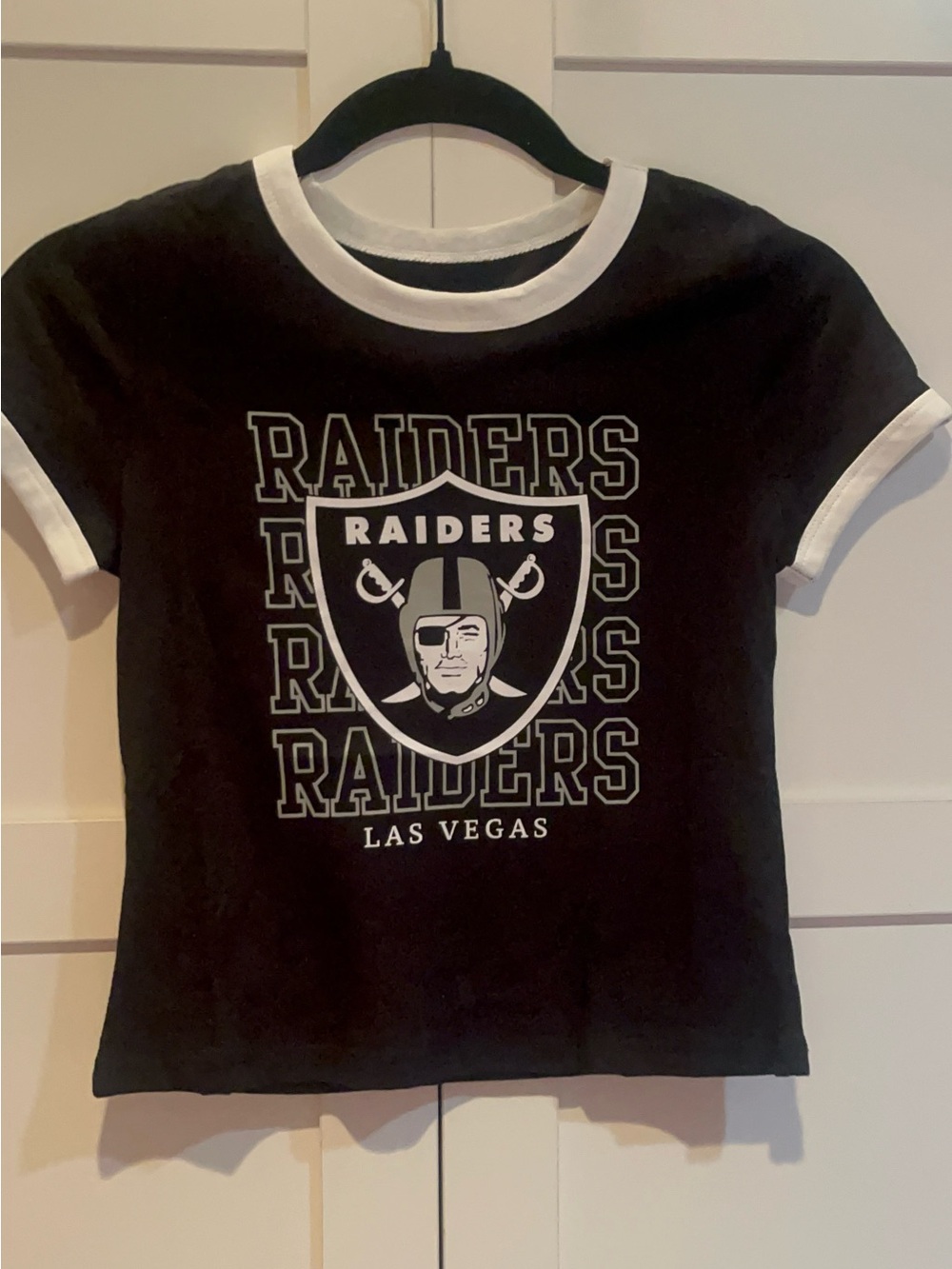 Team Apparel Black & White Las Vegas Raiders Kids Ringer Tee